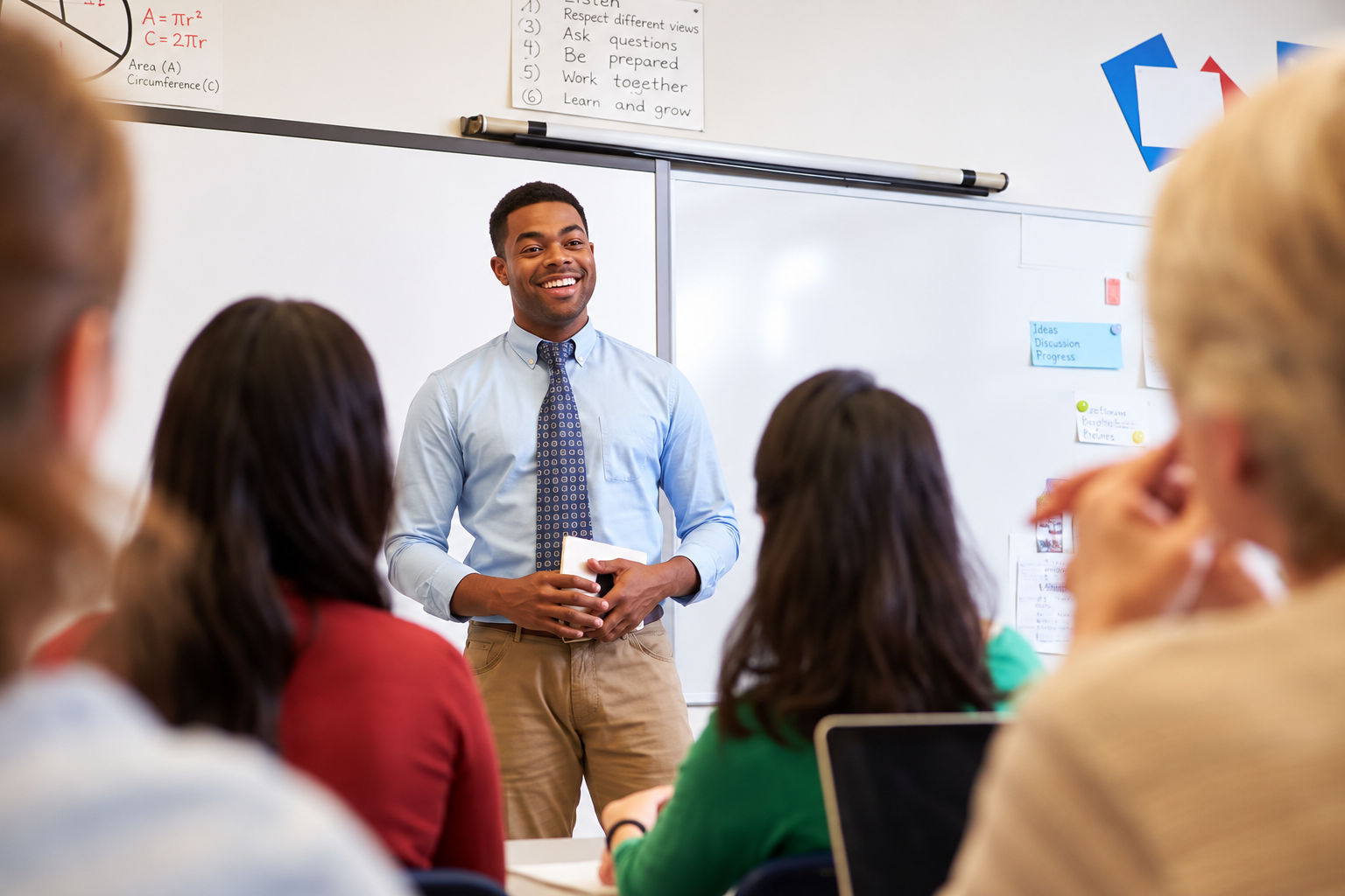 Lecturer leading an engaged international classroom
